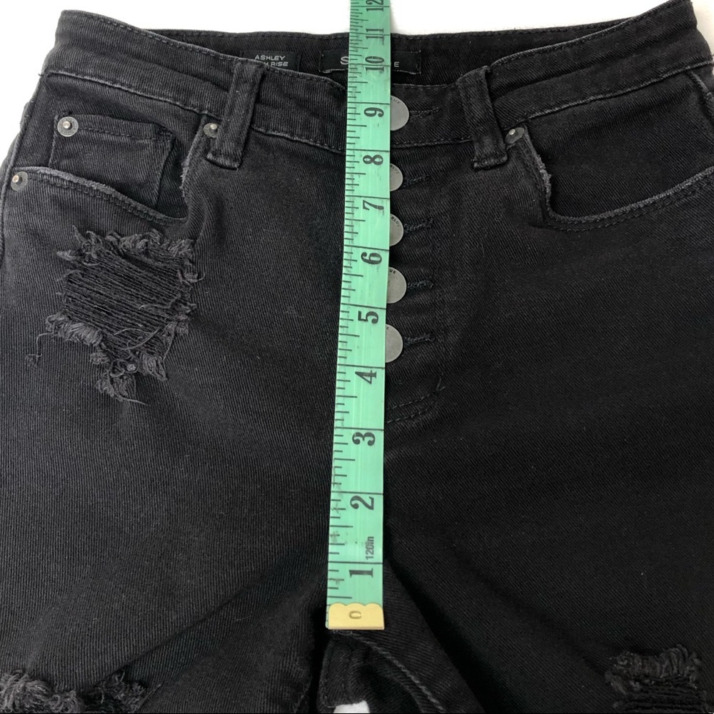STS Blue Shorts Ashley High Rise Distressed Button Fly Raw Rayed Hem Black 0 - Picture 6 of 15